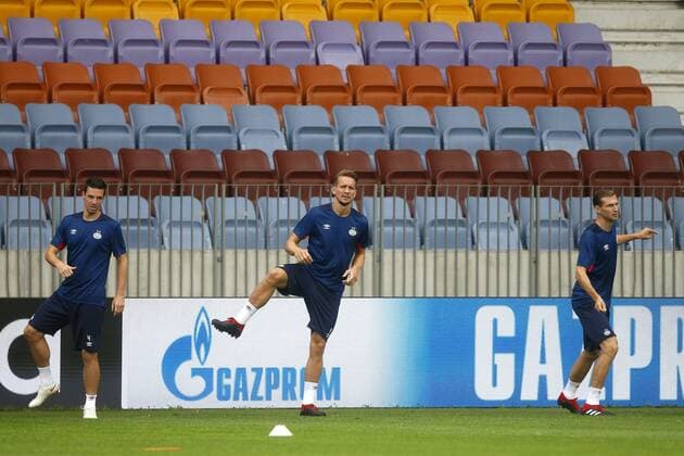 BORISOV , 20-08-2018, Borisov Arena , season 2018 2019, Champions League , training PSV , 1 day before the match FC BATE Borisov - PSV , Luuk de Jong Training PSV in Borisov  x2411419x