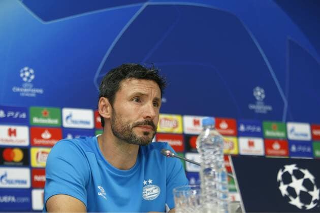 BORISOV , 20-08-2018, Borisov Arena , season 2018 2019, Champions League , training PSV , 1 day before the match FC BATE Borisov - PSV , trainer coach Mark van Bommel Training PSV in Borisov  x2411427x