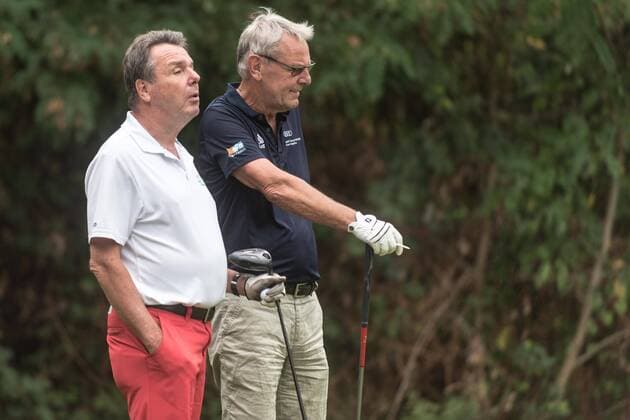 15 08 2018 xesx HRG Sports Golf Trophy at the Golf Club Neuhof near Frankfurt Heribert Bruchhagen and Jörg Wontorra