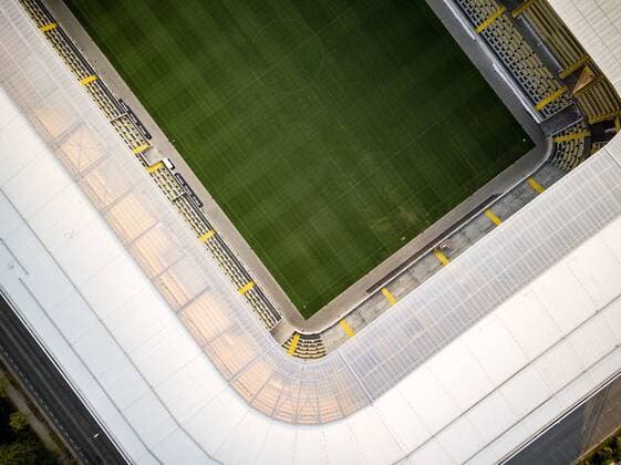 Aerial view of the DDV Stadium in the evening with a view inside 2 Bundesliga season 2018 19 Mittsoch 15 08 2018 SG Dynamo Dresden