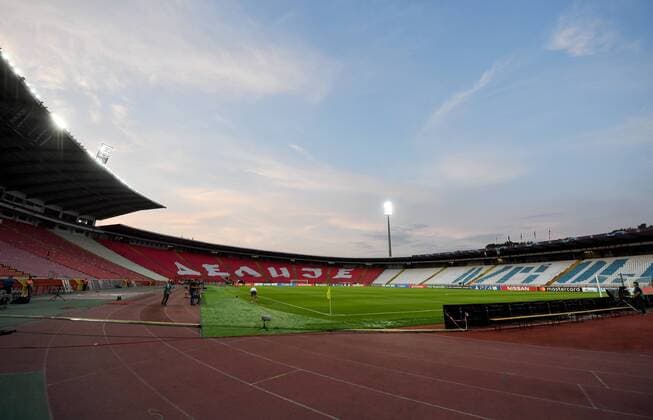 SOCCER - CL quali, Belgrade vs RBS BELGRADE,SERBIA,21.AUG.18 - SOCCER - UEFA Champions League qualification play-off, FC Red Star Belgrade vs Red Bull Salzburg. Image shows an overview of the stadium Rajko Mitic. GEPAxpictures xFlorianxErtl