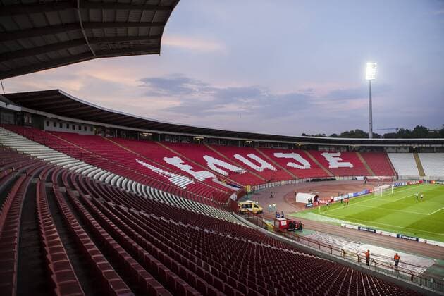 21st August 2018, Rajko Miti& x107; Stadium, Belgrade, Serbia; UEFA Champions League qualifier 1st leg, Red Star Belgrade versus Red Bull Salzburg; General view of the RAjko Mitic Stadium  ActionPlus12057365 NikolaxKrstic