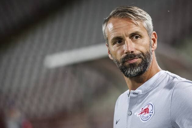 21st August 2018, Rajko Miti& x107; Stadium, Belgrade, Serbia; UEFA Champions League qualifier 1st leg, Red Star Belgrade versus Red Bull Salzburg; Head Coach Marco Rose of Salzburg  ActionPlus12057389 NikolaxKrstic