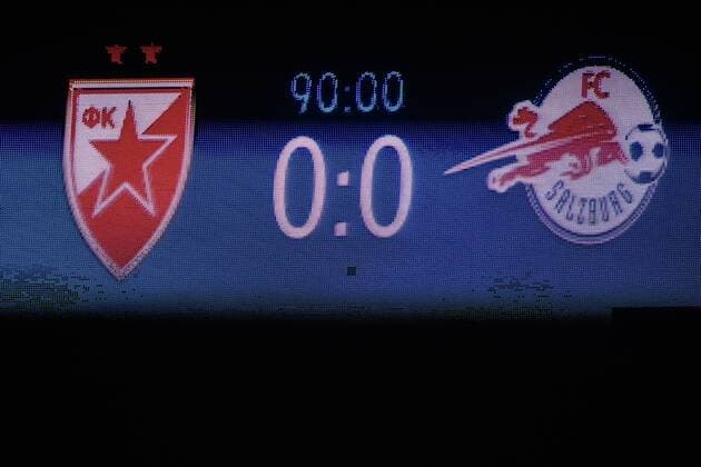 SOCCER - CL quali, Belgrade vs RBS BELGRADE,SERBIA,21.AUG.18 - SOCCER - UEFA Champions League qualification play-off, FC Red Star Belgrade vs Red Bull Salzburg. Image shows the scoreboard. GEPAxpictures xFlorianxErtl
