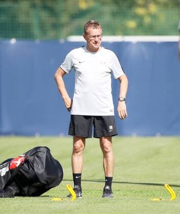 RB Leipzig Training Soccer Leipzig 22 08 2018 Red Bull Academy Football Rasenballsport Leipzig Training before the away game in the Euroleague at Sorja Luhansk Picture Coach Ralf Rangnick RB Leipzig