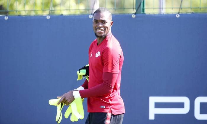 RB Leipzig Training Football Leipzig 22 08 2018 Red Bull Academy Football Rasenballsport Leipzig Training before the away game in the Euroleague at Sorja Luhansk In the picture Goalkeeper Yvon Mvogo