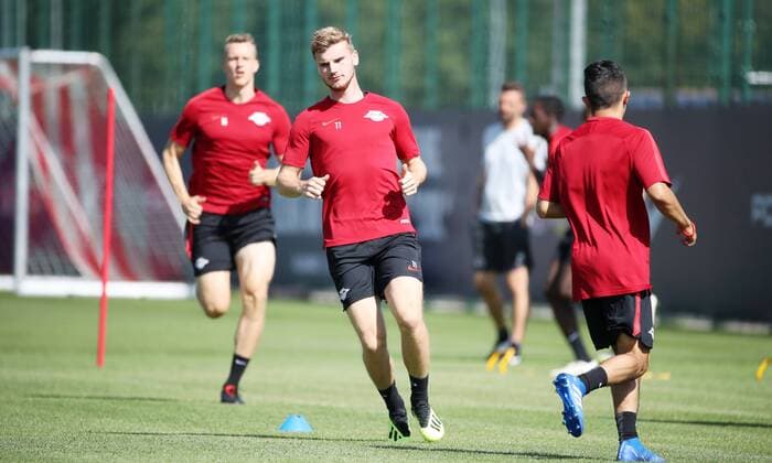 RB Leipzig Training Football Leipzig 22 08 2018 Red Bull Academy Football Rasenballsport Leipzig Training in front of the away game in the Euroleague with Sorja Luhansk Pictured