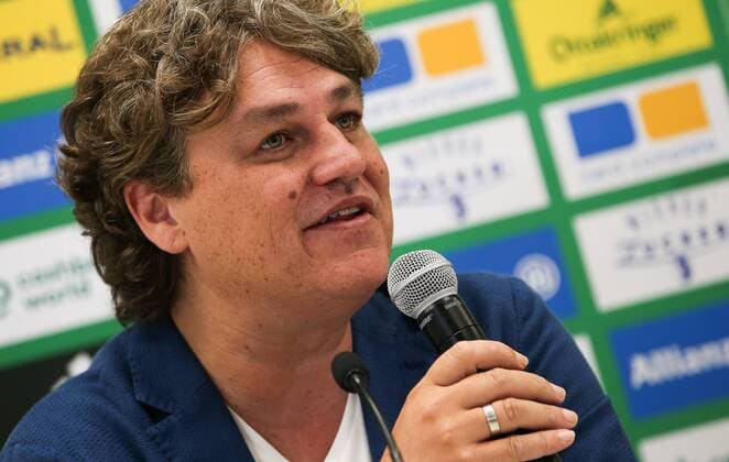SOCCER - EL, qualification, Rapid vs Steaua VIENNA,AUSTRIA,22.AUG.18 - SOCCER - UEFA Europa League, qualification, play off, SK Rapid Wien vs Steaua Bukarest, preview, press conference PK Pressekonferenz Rapid. Image shows director of communications Peter Klinglmueller (Rpid). Keywords: Wien Energie. GEPAxpictures xPhilippxBrem