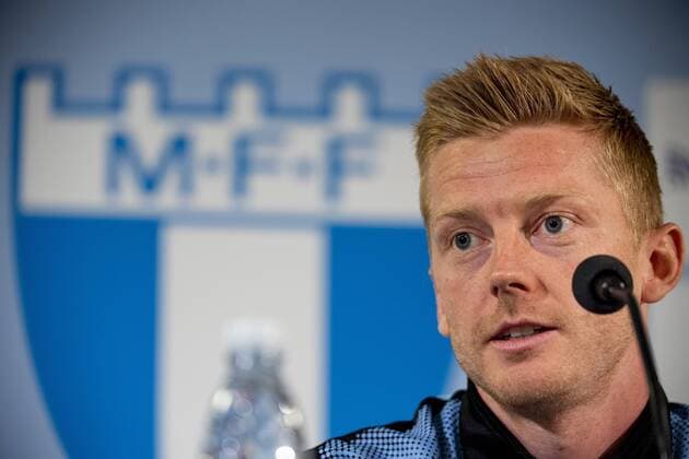 180822 Anders Christiansen of Malmö FF during a practice and press conference ahead of the UEFA Europe League qualifying match between Malmö FF and Midtjylland on August 22, 2018 in Malmö Photo Ludvig Thunman BILDBYR N code LT 35524  Copyright: LUDVIGxTHUNMAN BB180822LT008