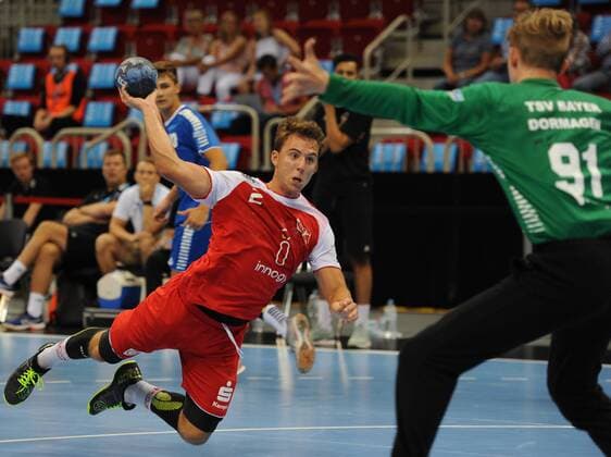 PIXUM Supercup 2018 in Dusseldorf A Jgd Final TuSem Essen Bayer Dormagen 22 08 2018 Philipp Arens TuSem free in front of Tw Wiese Dorm HM