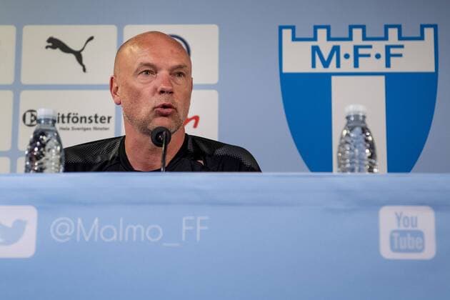 180822 Head coach Uwe Rösler of Malmö FF during a practice and press conference ahead of the UEFA Europe League qualifying match between Malmö FF and Midtjylland on August 22, 2018 in Malmö Photo Ludvig Thunman BILDBYR N code LT 35524  Copyright: LUDVIGxTHUNMAN BB180822LT018