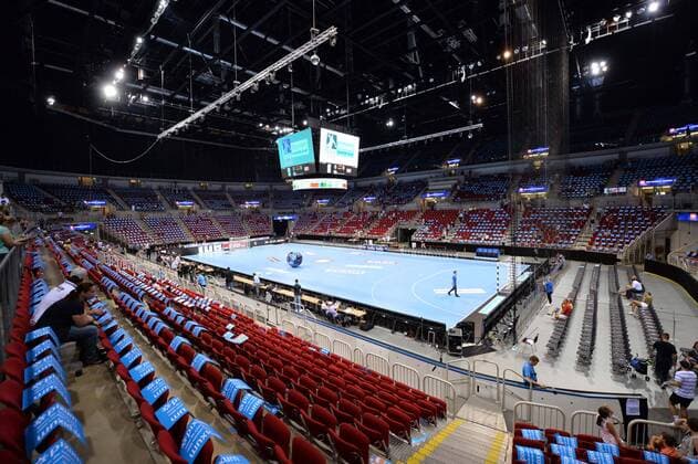 Handball Pixum Super Cup SG Flensburg Handewitt Rhein Neckar Löwen on 22 08 2018 at the ISS Dome in Düsseldorf The ISS Dome before the start of the game xTTx