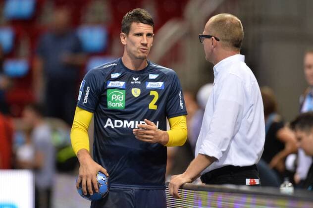Handball Pixum Super Cup SG Flensburg Handewitt Rhein Neckar Löwen on 22 08 2018 at the ISS Dome in Dusseldorf Andy Schmid Rhein Neckar Löwen links xTTx