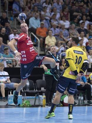 Pixum Super Cup in Dusseldorf 22 8 2018 Pixum Super Cup in Dusseldorf 22 8 2018 SG Flensburg Handewitt vs Rhein Neckar Lions Holger Glandorf and Jannik Kohlbacher