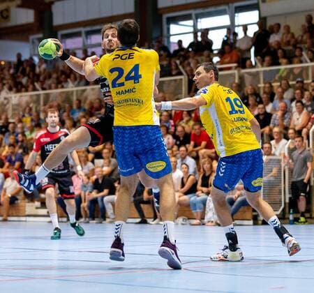 22 08 2018 Handball 1 Bundesliga DKB HBL Season 2018 2019 Friendly Match HC Erlangen HCE KS Vive Kielce ThHa Michael Haass Haass 13 HC Erlangen HCE Marko Mamic 24 Vive Kielce Krzysztof Lijewski 19 Vive Kielce
