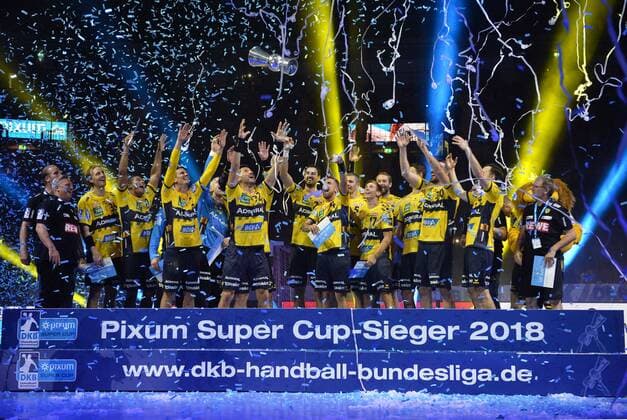 Handball Pixum Super Cup SG Flensburg Handewitt Rhein Neckar Löwen on 22.08.2018 at the ISS Dome in Düsseldorf Winner Pixum Super Cup 2018 Rhein Neckar Löwen xTTx