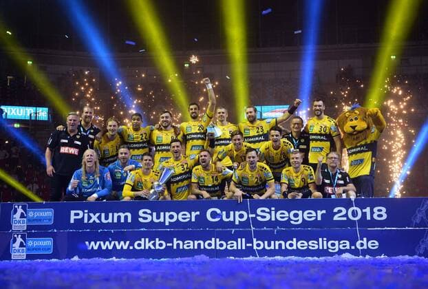 Handball Pixum Super Cup SG Flensburg Handewitt Rhein Neckar Löwen on 22.08.2018 at the ISS Dome in Düsseldorf Winner Pixum Super Cup 2018 Rhein Neckar Löwen xTTx