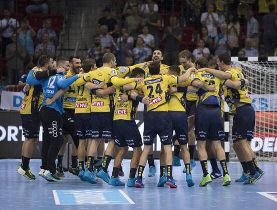 Pixum Super Cup in Dusseldorf 22 8 2018 Pixum Super Cup in Dusseldorf 22 8 2018 SG Flensburg Handewitt vs Rhein Neckar Löwen Final cheering Rhein Neckar Löwen