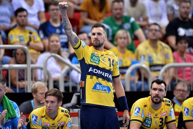 Handball Pixum Super Cup SG Flensburg Handewitt Rhein Neckar Löwen on 22.08.2018 at the ISS Dome in Dusseldorf Bogdan Radivojevic Rhein Neckar Löwen xTTx