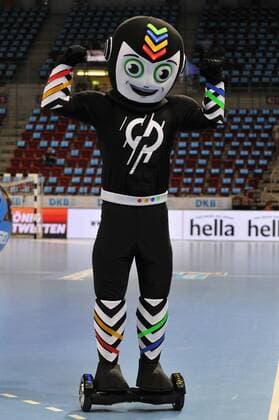 Handball Pixum Super Cup SG Flensburg Handewitt Rhein Neckar Löwen on 22 08 2018 at the ISS Dome in Dusseldorf Stan Mascot Handball World Cup 2019 xTTx
