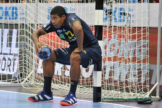 Handball Pixum Super Cup SG Flensburg Handewitt Rhein Neckar Löwen on 22 08 2018 at the ISS Dome in Dusseldorf Mads Mensah Rhein Neckar Leuven xTTx