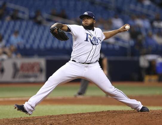August 22, 2018 - St. Petersburg, Florida, U.S. - CHRIS URSO Times.Tampa Bay Rays relief pitcher Jose Alvarado (46) delivers a pitch in the eighth inning against the Kansas City Royals Wednesday, Aug. 22, 2018 in St. Petersburg. Florida News - August 22, 2018 - ZUMAs70_ 85079024st Copyright: xChrisxUrsox
