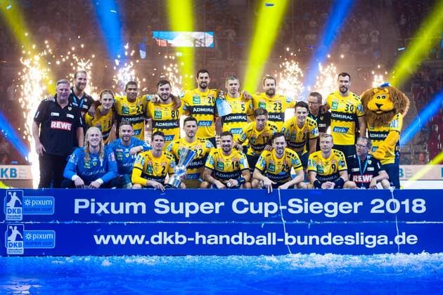 Pixum Super Cup Winner 2018 the team of Rhein Neckar Löwen SG Flensburg Handewitt vs Rhein Neckar Löwen Handball Pixum Super Cup 22 08 18 Dusseldorf NRW Germany ISS Dome Copyright: xdnet_nszx