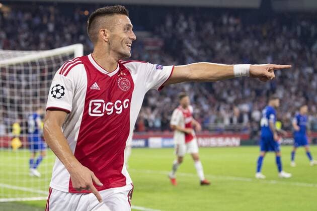 AMSTERDAM, Netherlands, 22-08-2018, football, season 2018 2019, Champions League Play-offs , Johan Cruijff ArenA , Ajax player Dusan Tadic celebrates the 3-1 during the match Ajax - Dynamo Kiev . final score 3-1 Ajax - Dynamo Kiev  x2414330x