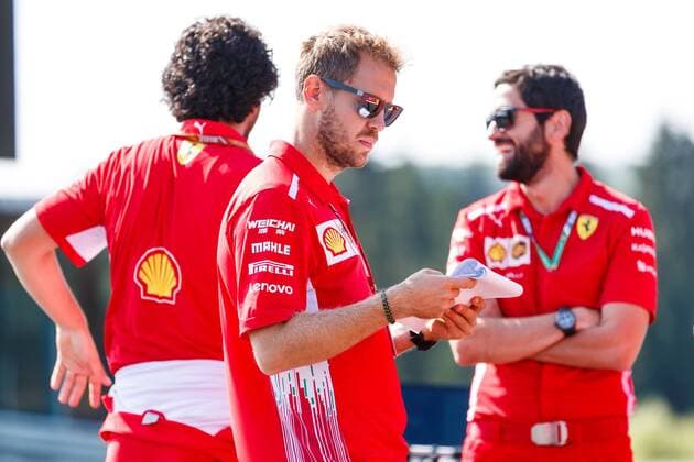 Sebastian Vettel Scuderia Ferrari visits with team members the route Grand Prix of Belgium 2018 Motorsport Formula 1 23 07 2018 Grand Prix of Belgium 2018 Motorsport Formula 1 23 07 2018 Copyright: xEIBNER AlexanderxNeisx EP_ANS