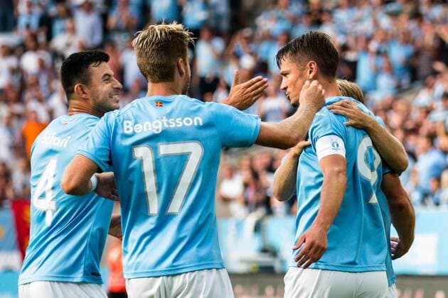 180823 Markus Rosenberg or Malmö FF celebrates the 1 0 goal during the UEFA Europe League qualifying match between Malmö FF and Midtjylland on August 23, 2018 in Malmö Photo Ludvig Thunman BILDBYR N code LT 35525  Copyright: LUDVIGxTHUNMAN BB180823LT020