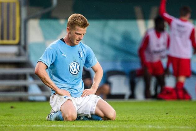 180823 Anders Christiansen or Malmö FF looks dejected during the UEFA Europa League qualifying match between Malmö FF and Midtjylland on August 23, 2018 in Malmö Photo Ludvig Thunman BILDBYRAN code LT 35525  Copyright: LUDVIGxTHUNMAN BB180823LT037