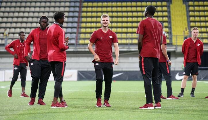 Luhansk RB Leipzig Soccer Euro League Qualifiers Zaporozhye Ukraine 23 08 2018 Slawutytsch Arena Soccer UEFA Europa League Playoff Statistics FK Sorja Luhansk UKR vs. RB Leipzig GER Gameday Pictured RB Leipzig Mi Timo Werner