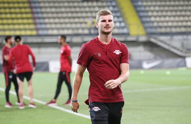 Luhansk RB Leipzig Soccer Euro League Qualifiers Zaporozhye Ukraine 23 08 2018 Slawutytsch Arena Soccer UEFA Champions League Qualification Playoff FK Sorja Luhansk UR vs RB Leipzig GER Gameday Pictured Timo Werner RB Leipzig