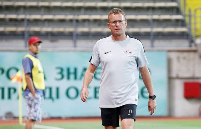 Luhansk RB Leipzig Soccer Euro League Qualifiers Zaporozhye Ukraine 23 08 2018 Slawutytsch Arena Soccer UEFA Champions League Qualification Playoff HIN FK Sorja Luhansk UR vs RB Leipzig GER Pictured head coach Ralf Rangnick RB Leipzig