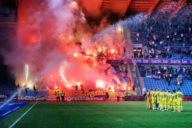 Illustration picture shows a soccer game between Belgian team KRC Genk and Danish club Brondby IF, Thursday 23 August 2018 in Genk, the first leg of the play off for the UEFA Europa League competition. BRUNOxFAHY  x05411589x