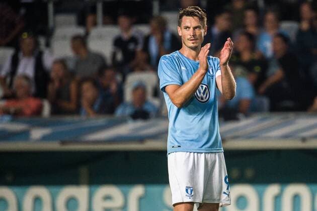 180823 Markus Rosenberg or Malmö FF looks dejected during the UEFA Europa League qualifying match between Malmö FF and Midtjylland on August 23, 2018 in Malmö Photo Ludvig Thunman BILDBYR N code LT 35525  Copyright: LUDVIGxTHUNMAN BB180823LT060
