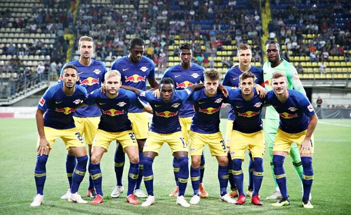 Luhansk RB Leipzig Soccer Euro League Qualifiers Zaporozhye Ukraine 23 08 2018 Slawutytsch Arena Soccer UEFA Europa League Qualification Playoff HIN FK Sorja Luhansk UR vs RB Leipzig GER The Team RB Leipzig Startelf