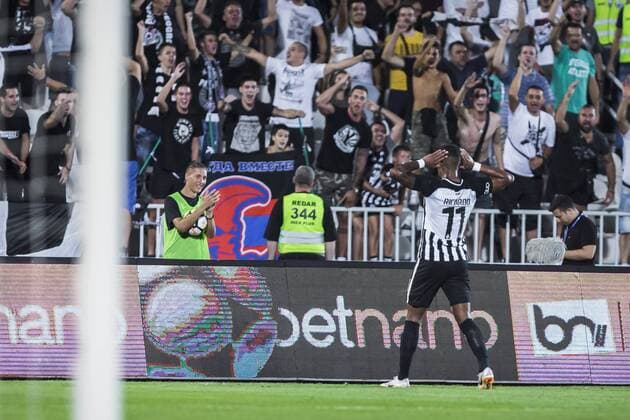 23rd August 2018, Partizan Stadium, Belgrade, Serbia; UEFA Europa League qualification 1st leg, Partizan versus Besiktas; Ricardo of Partizan celebrates scoring his goal for 1-0 in 14th minute  ActionPlus12057523 NikolaxKrstic