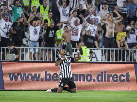 23rd August 2018, Partizan Stadium, Belgrade, Serbia; UEFA Europa League qualification 1st leg, Partizan versus Besiktas; Ricardo of Partizan celebrates scoring his goal for 1-0 in 14th minute  ActionPlus12057524 NikolaxKrstic