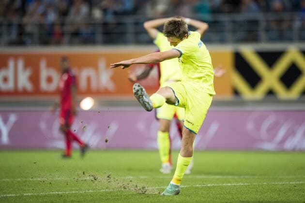 Gent s Giorgi Chakvetadze reacts frustrated during a soccer game between Belgian club KAA Gent and French team FC Girondins de Bordeaux, Thursday 23 August 2018 in Gent, the first leg of the play off for the UEFA Europa League competition. JASPERxJACOBS  x05411755x