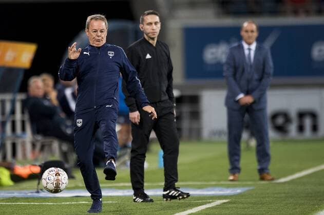 Head coach ad interim Eric Bedouet pictured during a soccer game between Belgian club KAA Gent and French team FC Girondins de Bordeaux, Thursday 23 August 2018 in Gent, the first leg of the play off for the UEFA Europa League competition. JASPERxJACOBS  x05411758x