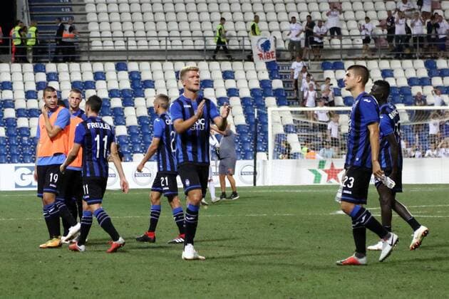 Photo LaPresse Moro Francesco august 23-2018 reggio emilia (Italy) ATALANTA vs COPENAGHEN - first leg of the play-offs of the preliminaries of Uefa Europa League 2018-2019- Mapei stadium Reggio Emilia Soccer in the pic: atalanta players greet fans after the match  Copyright: xMoroxFrancesco LaPresse LaPressex