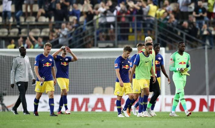 Luhansk RB Leipzig Soccer Euro League Qualifiers Zaporozhye Ukraine 23 08 2018 Slawutytsch Arena Soccer UEFA Europa League Qualification Playoff HIN FK Sorja Luhansk UKR vs. RB Leipzig GER 0 0 The Team Leipzig vs Rijeka