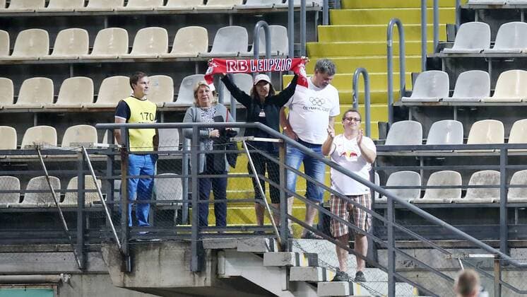 Luhansk RB Leipzig Soccer Euro League Qualifiers Zaporozhye Ukraine 23 08 2018 Slawutytsch Arena Soccer UEFA Europa League Qualification Playoff HIN FK Sorja Luhansk UR vs RB Leipzig GER 0 0 The image of RB Leipzig