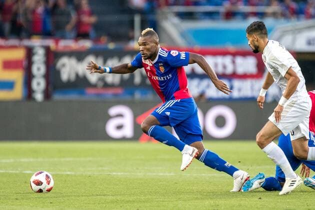 Soccer Europa League Play offs 18 19 FC Basel 1893 Apollon Limassol 23 08 2018 Geoffroy Serey The FCB 20 on the ball at the Europa League playoff match between FC Basel 1893 and Apollon Limassol on Thursday 23 August 2018 at St Jakob Park in Basel xGRGx