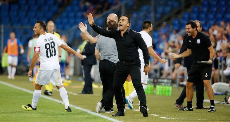 23 08 2018 St Jakob Park Basel SWITZERLAND Season 2018 2019 Men Soccer European League Qualification First leg FC Basel Apollon Limassol Coach Sofronis Avgousti Limassol