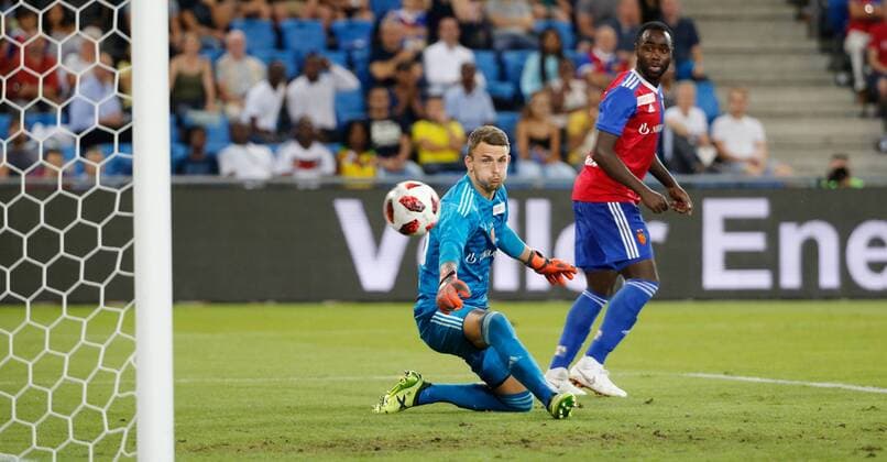 23 08 2018 St Jakob Park Basel SWITZERLAND Season 2018 2019 Men Soccer UEFA Europa League Qualification First leg FC Basel Apollon Limassol Goalkeeper Martin Hansen FC Basel