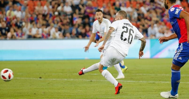 23 08 2018 St Jakob Park Basel SWITZERLAND Season 2018 2019 Men Soccer Europa League Qualification First leg FC Basel Apollon Limassol Goal Fotis Papoulis Limassol make 1 1 Substitution
