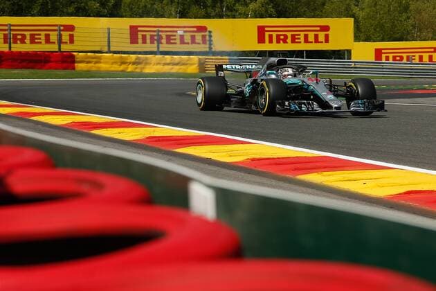 Mercedes British driver Lewis Hamilton pictured during the free test ahead of the Spa-Francorchamps Formula One Grand Prix of Belgium race, in Spa-Francorchamps, Saturday 25 August 2018. BRUNOxFAHY  x05413342x