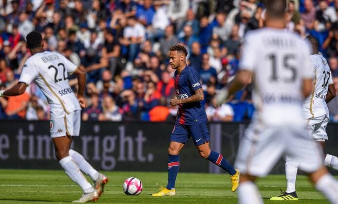 Neymar Jr ( PSG ) FOOTBALL : Paris Saint Germain vs Angers SCO - Ligue 1 - Paris - 25 08 2018 FedericoPestellini Panoramic 